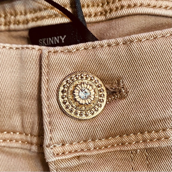 NWT WHBM Saint Honore Western rhinestone embellished lace up ankle skinny tan 10 - Picture 7 of 14